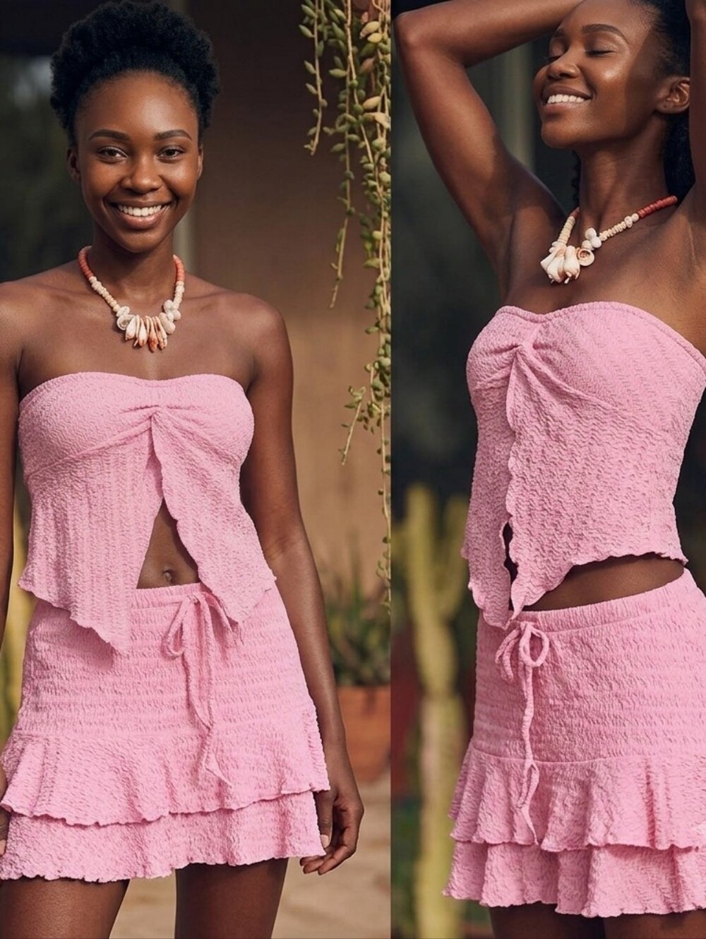 Free People Free-est Winnie Tube Top & Mini Skirt Set in the shade Pink Sz M